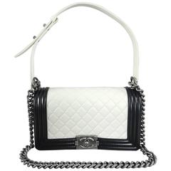 Chanel 13P Quilted Boy Bag - Ivory and Black