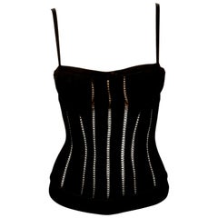 1991 AZZEDINE ALAIA black bustier corset RUNWAY top