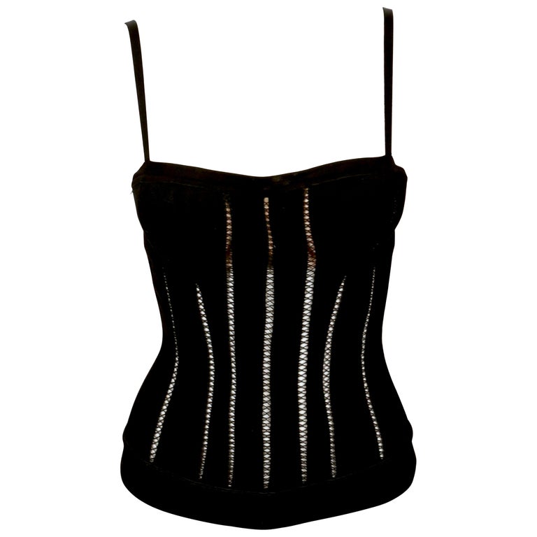 1991 AZZEDINE ALAIA black bustier corset RUNWAY top For Sale at 1stDibs