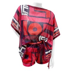 Hermes Geometric Print Sheer Poncho Set