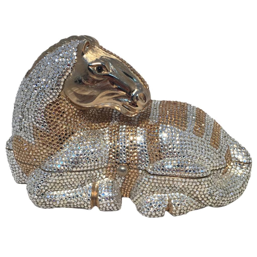 STUNNING Judith Leiber Swarovski Crystal Horse Minaudiere