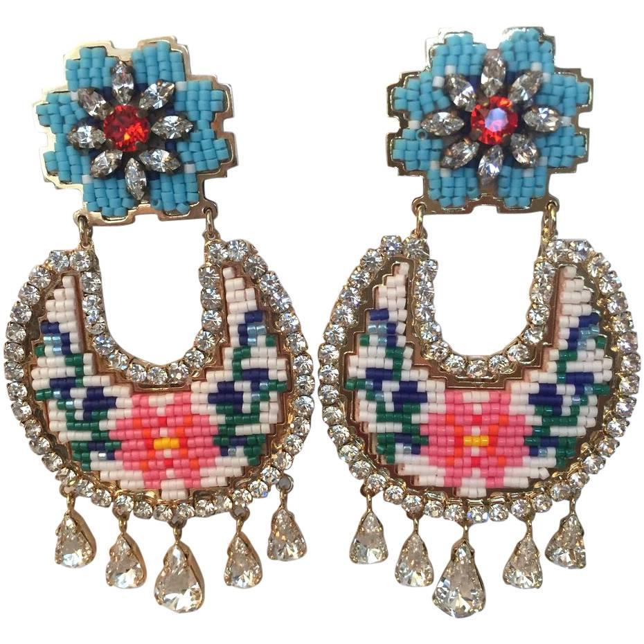 Shourouk Blue Cara Clip Earrings