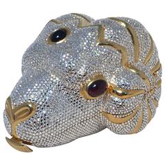 Judith Leiber Swarovski Crystal Ram Head Minaudiere