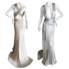 Versace Low Cut Vintage Silver Siren Gown 