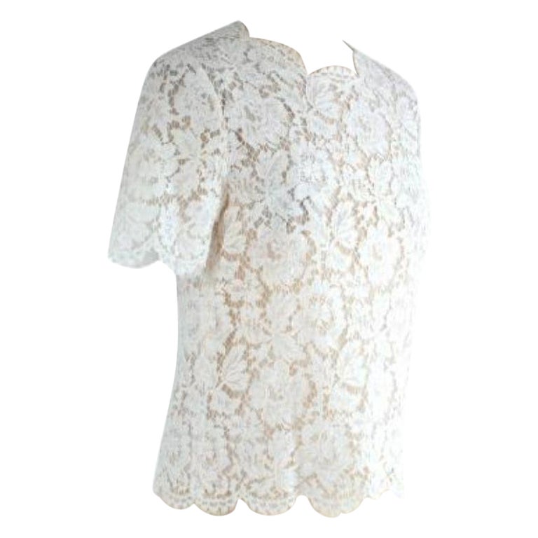 Ivory corded lace shell top For Sale