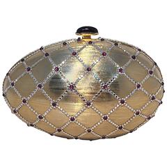 Judith Leiber Swarovski Crystal Gold Egg Minaudiere