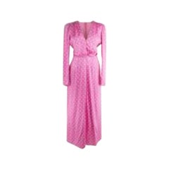 Pink & ivory polka dot silk-satin tea dress