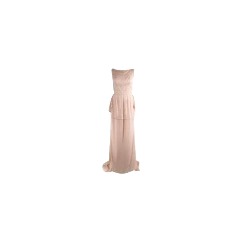 Shell pink silk-satin apron gown For Sale