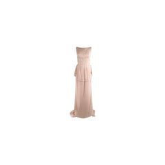 Shell pink silk-satin apron gown