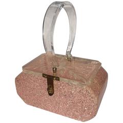 Rare Pink Confetti Lucite purse by Charles Kahn
