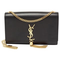 Used Saint Laurent Black Leather Medium Kate Tassel Shoulder Bag