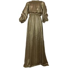 Retro Halston IV Metallic Silk Gown.  1970's.
