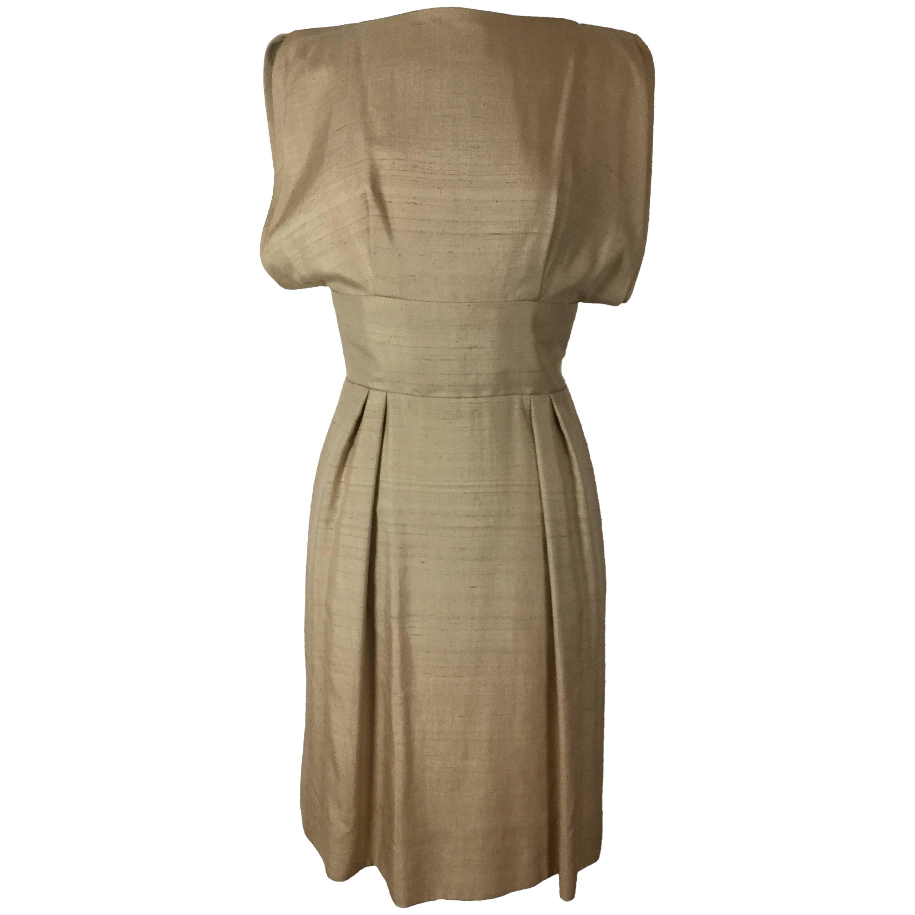 Teal Traina Raw Silk Dress .   Early 1960's.