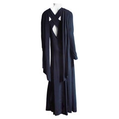 Jean Muir Cut out Maxi Dress with Back Draping 1970s