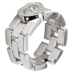 Chopard Happy Diamonds 18k White Gold Panthere Link Band Ring Size 55