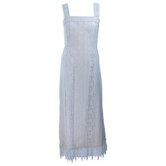Vintage Off White Lace Applique Dress with Scalloped Edges Size 4