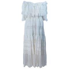 GIORGIO SANT' ANGELO Off the Shoulder White Lace Gown Size 6