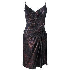 NOLAN MILLER Metallic Paisley Print Cocktail Dress Size 4 1