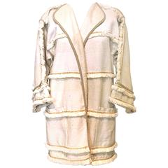 Vintage 80s Jean-Charles de Castelbajac oversized cotton jacket w. fringes, Sz. L