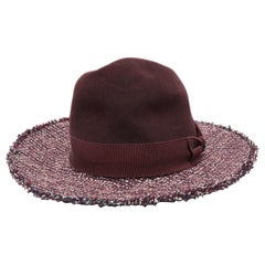 Chanel Burgundy Lurex Tweed Hat