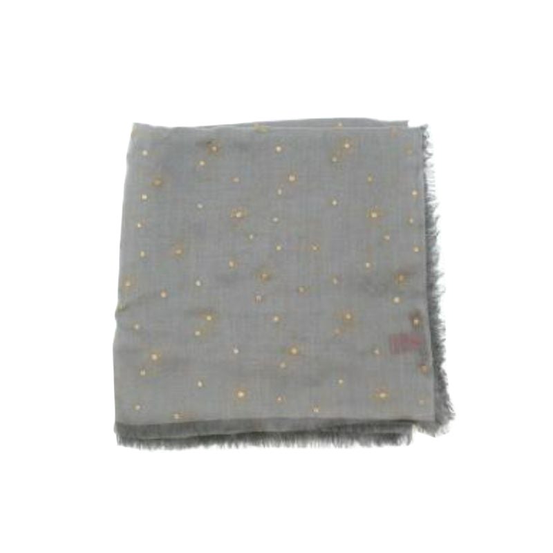Grey gold sun motif cashmere-blend shawl For Sale
