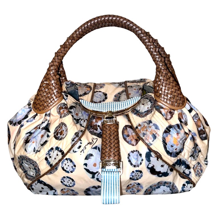 FENDI Spy Bag Rare Piece Floral Coated with Leather Trimmings - Dress ...
