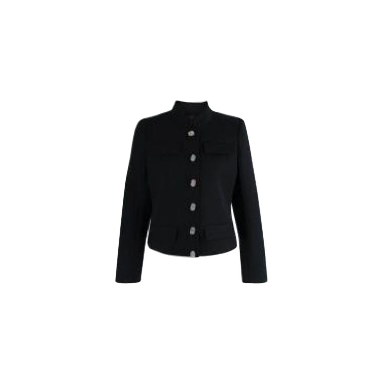 Black wool cropped jacket For Sale at 1stDibs
