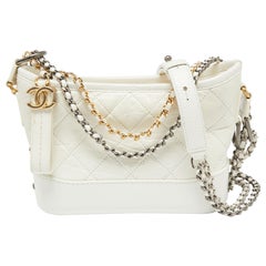 Chanel Off White Quilted Leather Gabrielle Hobo