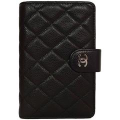 Chanel Black Caviar L-Zip Pocket Zip Wallet SHW