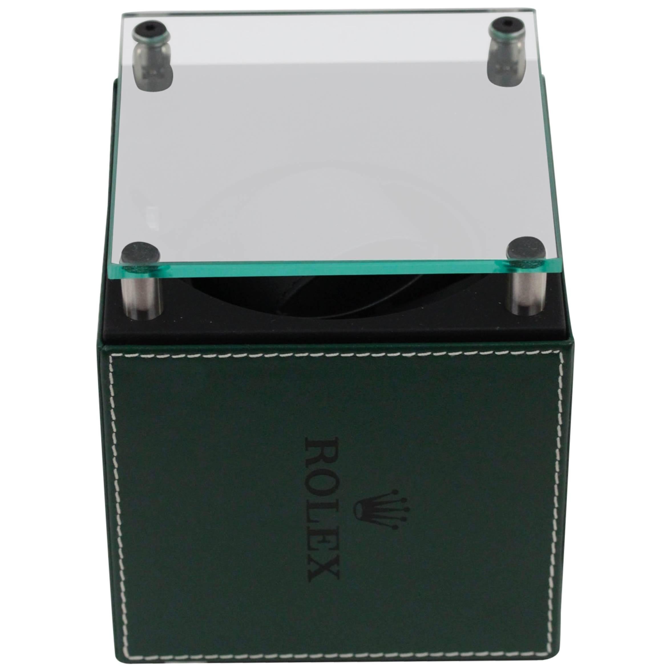  ROLEX Green Leather WATCH WINDER Swiss Made CASE w/ BOX Rare