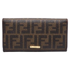 Fendi Tobacco Zucca Coated Canvas and Leather Flap Continental Wallet