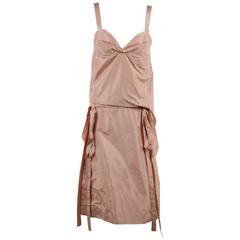  MARNI Pink Silky SLEEVELESS DRESS w/ DRAWSTRING Waistline 