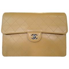 Retro 1990s Chanel Nude Lambskin Half Flap Jumbo