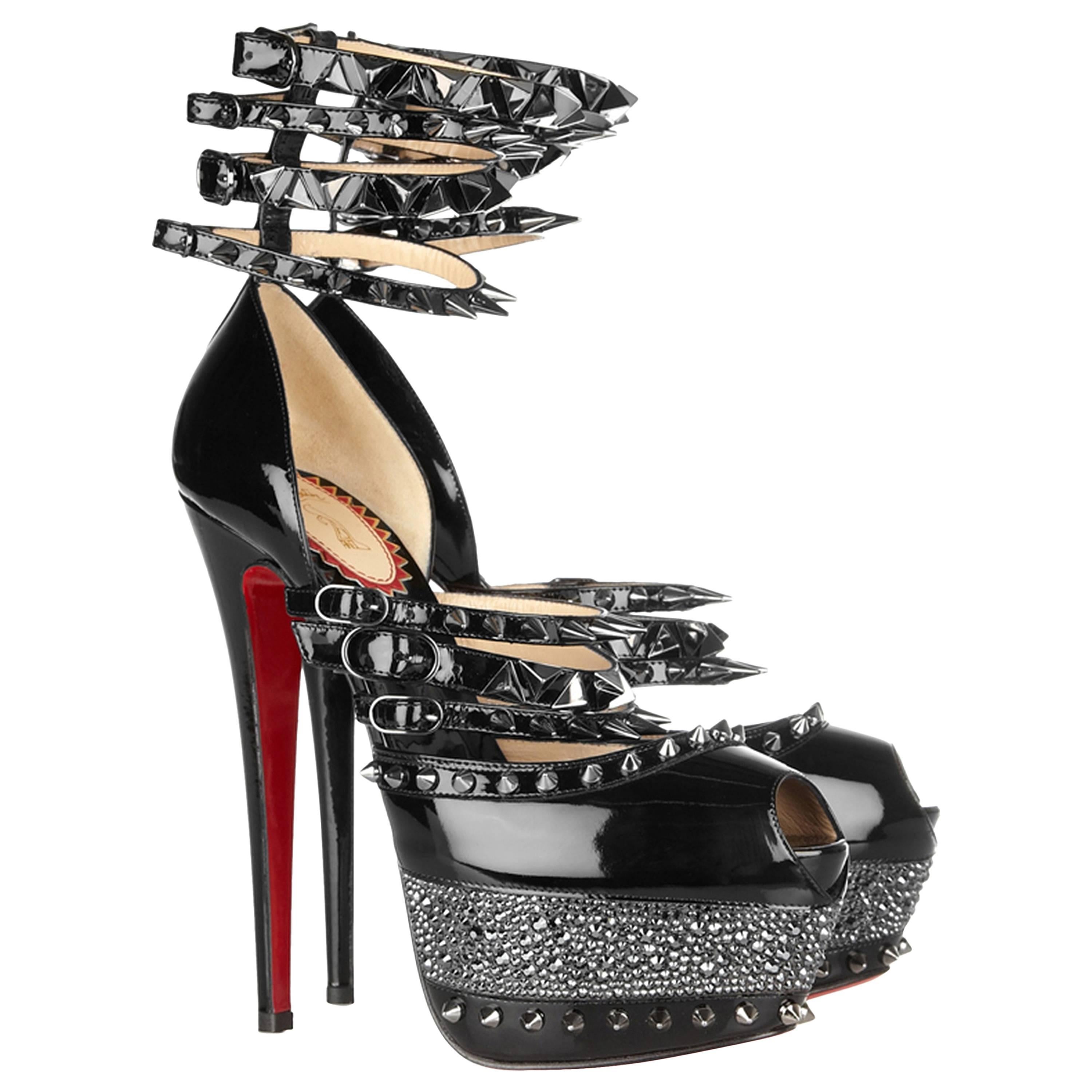 Christian Louboutin 20th Anniversary Isolde Black Patent Shoes New 39
