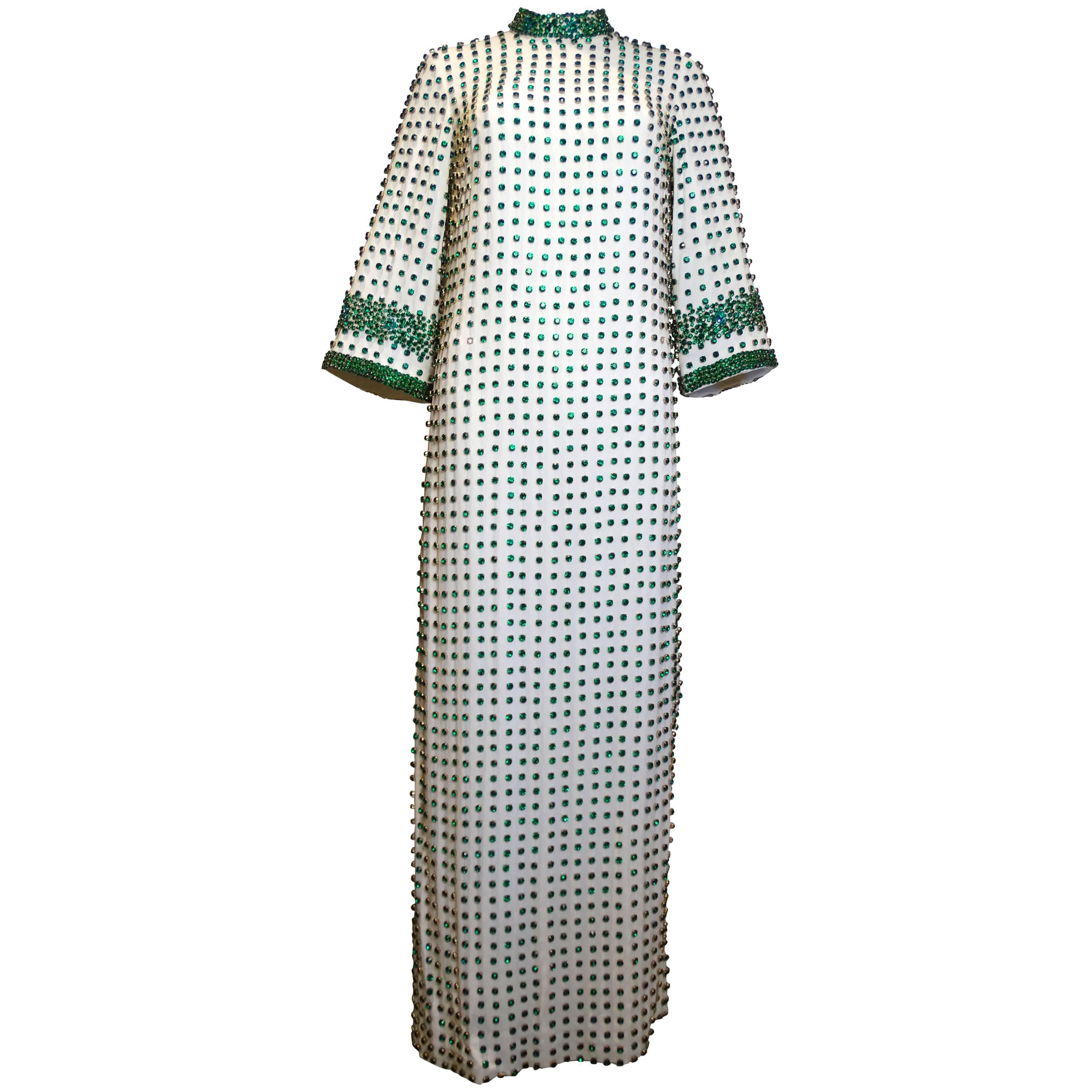 1950s Emerald Rhinestone Gown