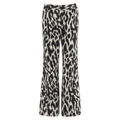 CELINE c.2010's Black Cream Denim Abstract Animal Print Flare Jeans Pants