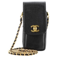 Chanel Vintage CC Phone Holder Crossbody Bag Caviar