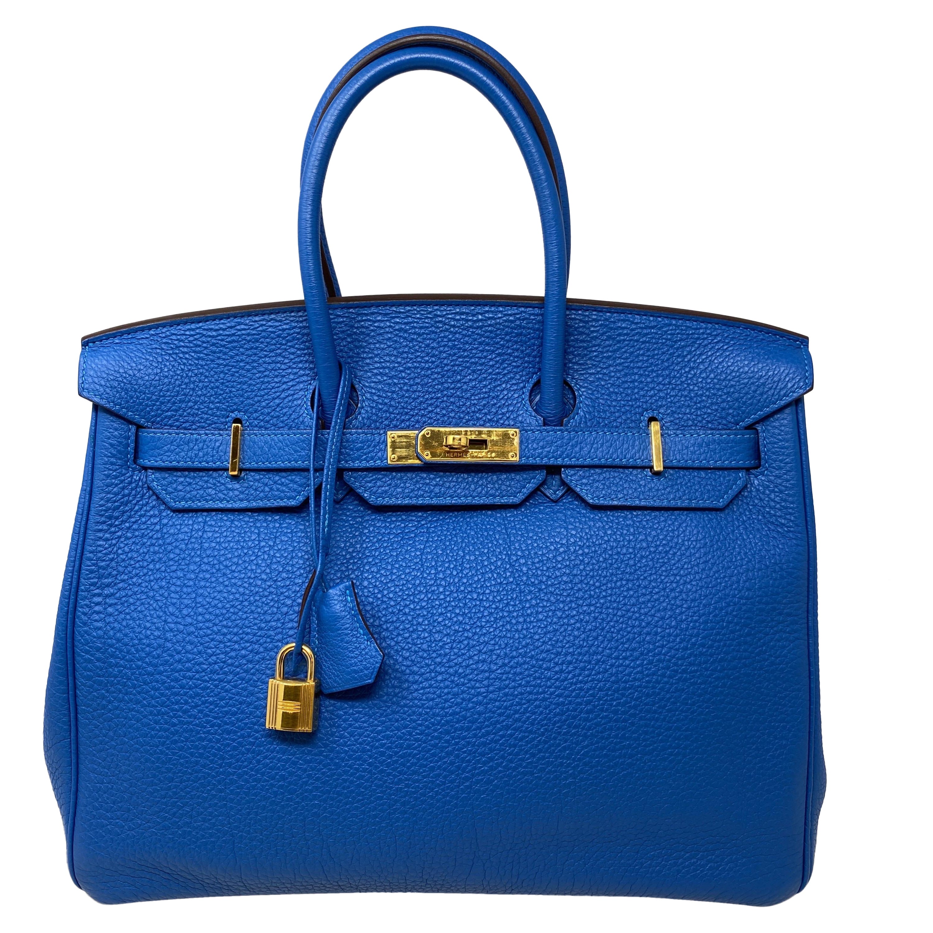 Hermes Blue Zanzibar Birkin 35 Bag at 1stDibs