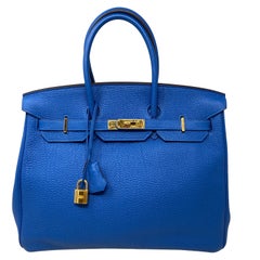 Hermes Blue Zanzibar Birkin 35 Bag 