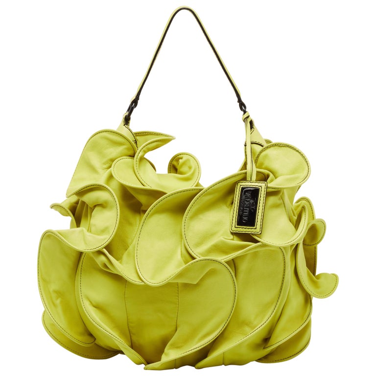 Valentino Lemon Yellow Leather Rouches Ruffle Hobo at 1stDibs | valentino  citrus, valentino yellow handbag, valentino ruffle bag