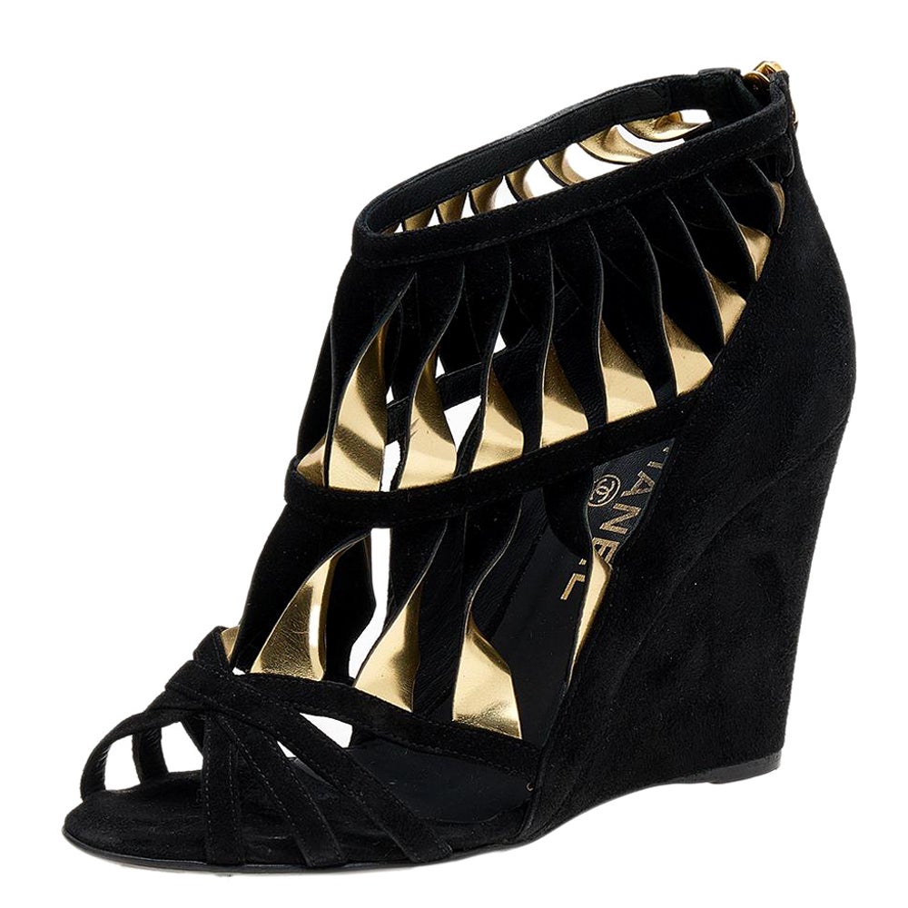 V by Very Wide Fit Strappy Wedge Sandal - Gold | very.co.uk