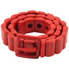 Yves Saint Laurent Vintage Rare 1970s Red Resin Waist Belt 1