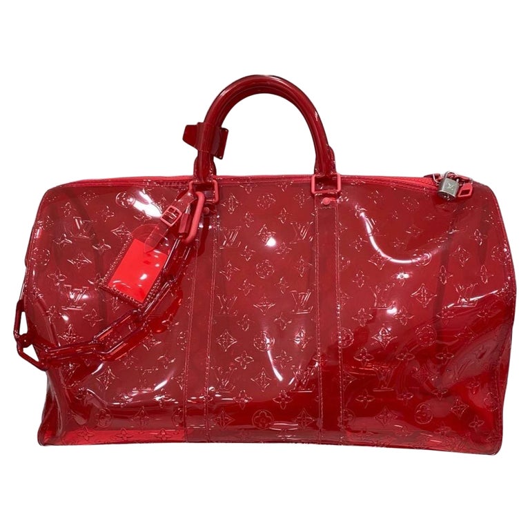 Louis Vuitton Keepall Virgil Abloh Red Travel Bag  For Sale
