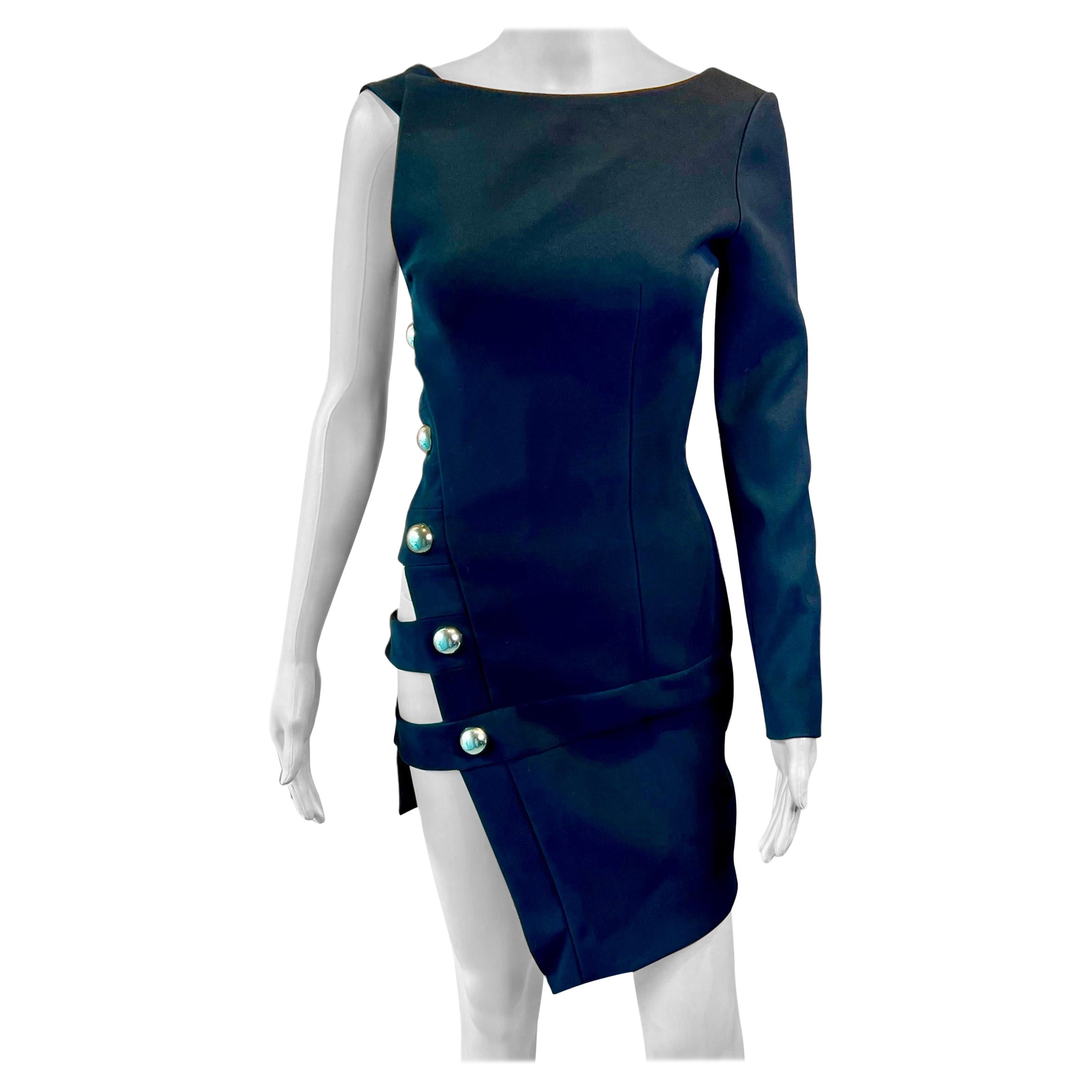 Anthony Vaccarello S/S 2014 Runway Cutout One Sleeve Black Mini Dress