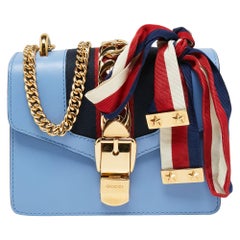 Gucci Blue Leather Small Sylvie Chain Shoulder Bag