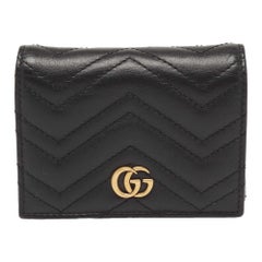 Gucci Matelasse GG Marmont Kartenetui aus schwarzem Leder