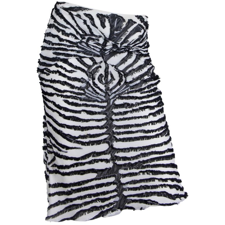 1990s John Galliano Bias cut Silk Zebra skirt For Sale at 1stdibs