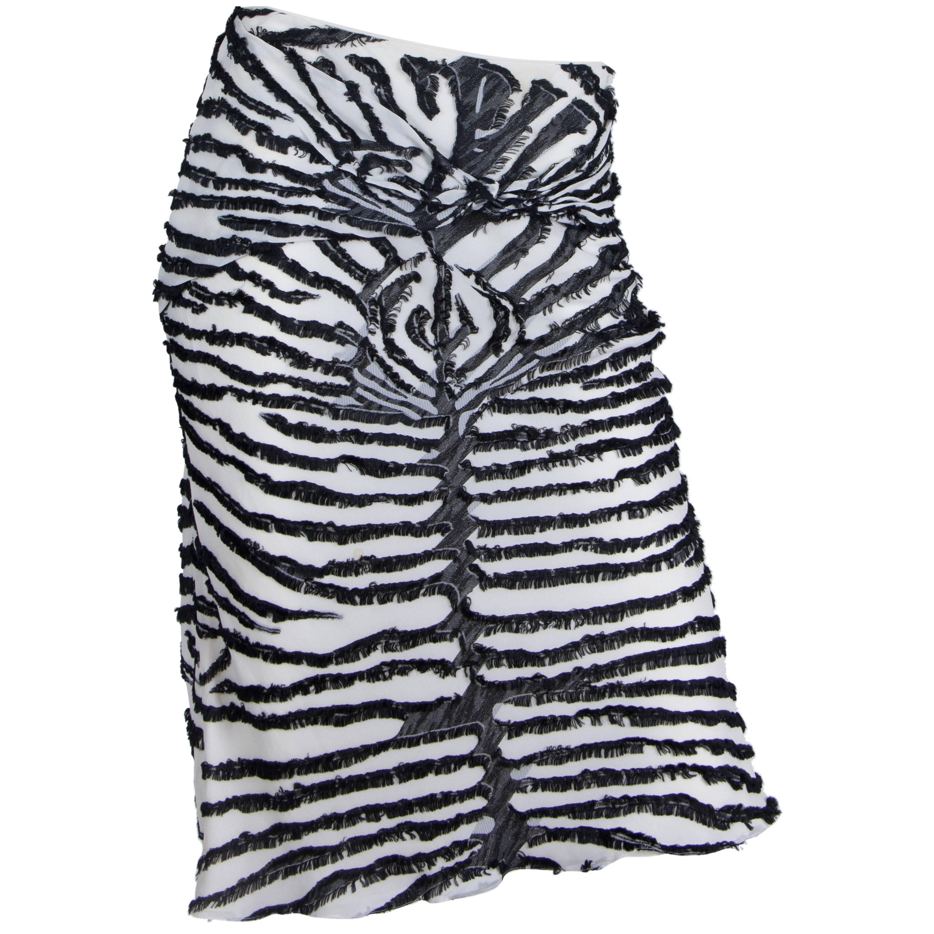 1990S JOHN GALLIANO Bias Cut Silk Fil Coupé  Zebra Skirt