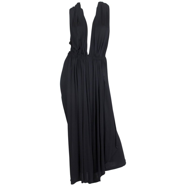 Morphew Collection Black Jersey Glam Low Cut Gown with 1920s Chinese ...