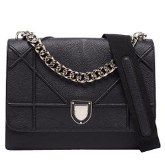 Dior Black Leather Large Diorama Flap Shoulder Bag